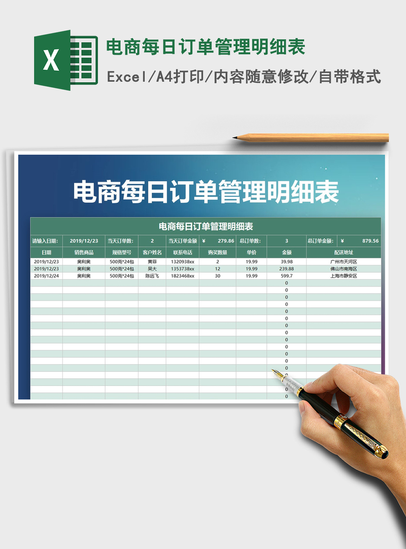 2021年电商每日订单管理明细表