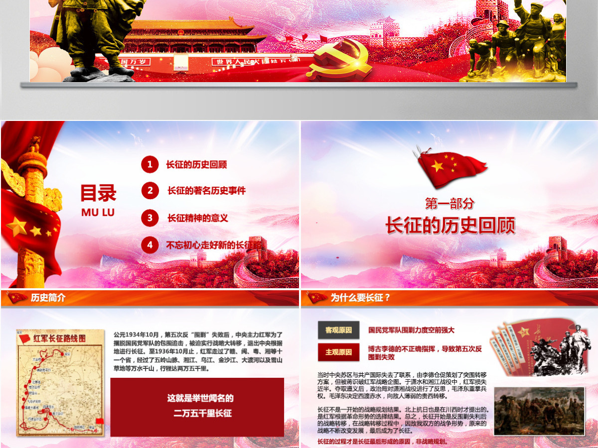 中国工农红军长征胜利85周年PPT模板-含讲稿 中国工农红军长征胜利85周年PPT模板-含讲稿