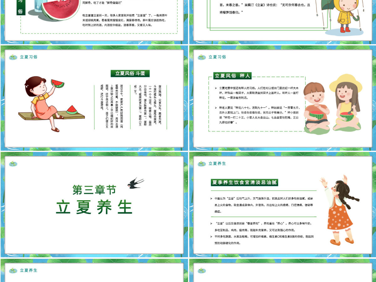 卡通二十四节气立夏介绍模板宣传PPT