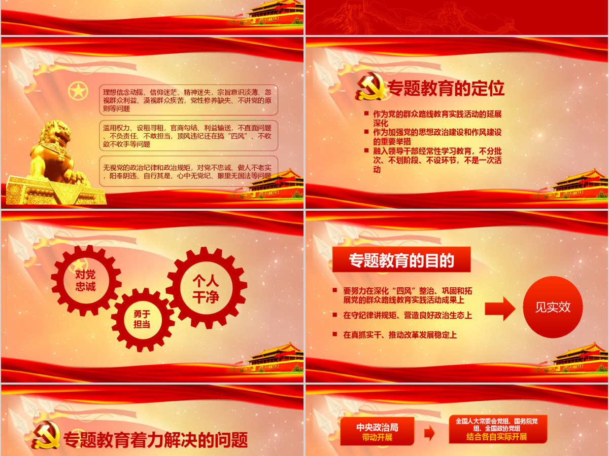 党政践行三严三实党课学习动态PPT模板