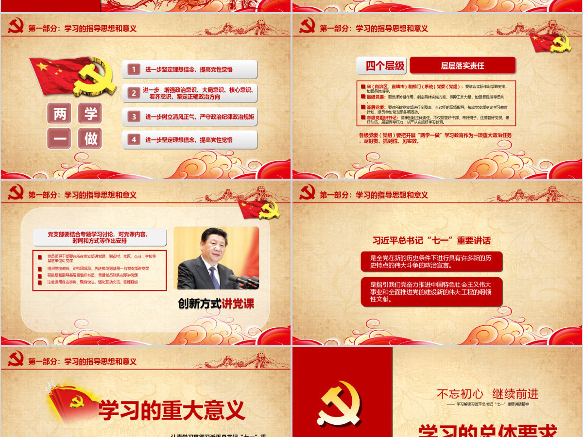 两学一做党政机关党建党课党政党建通用PPT模板
