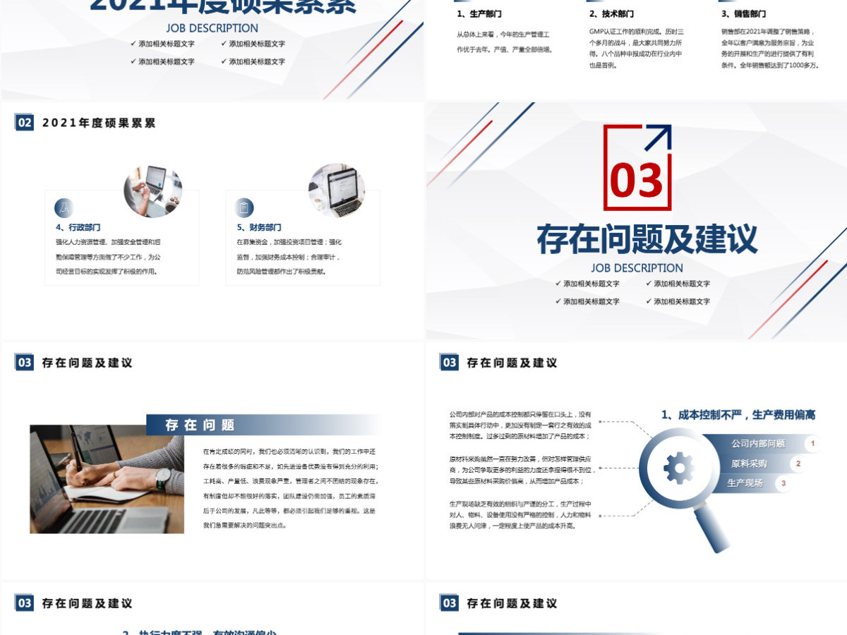2022简洁商务风总经理年度工作总结部门经理年终工作汇报新年工作计划PPT模板