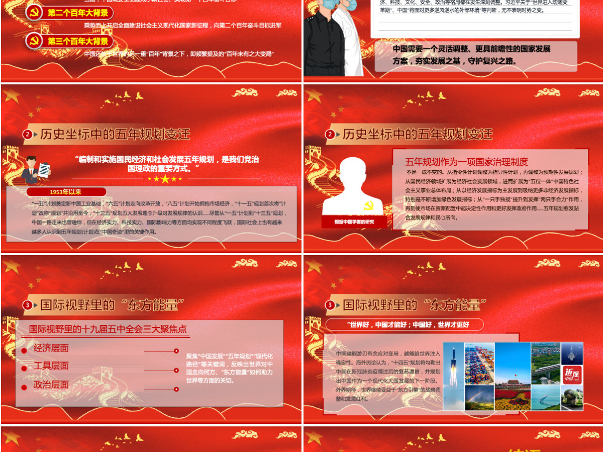 2020中国红聚焦十九届五中全会精神解读PPT模板