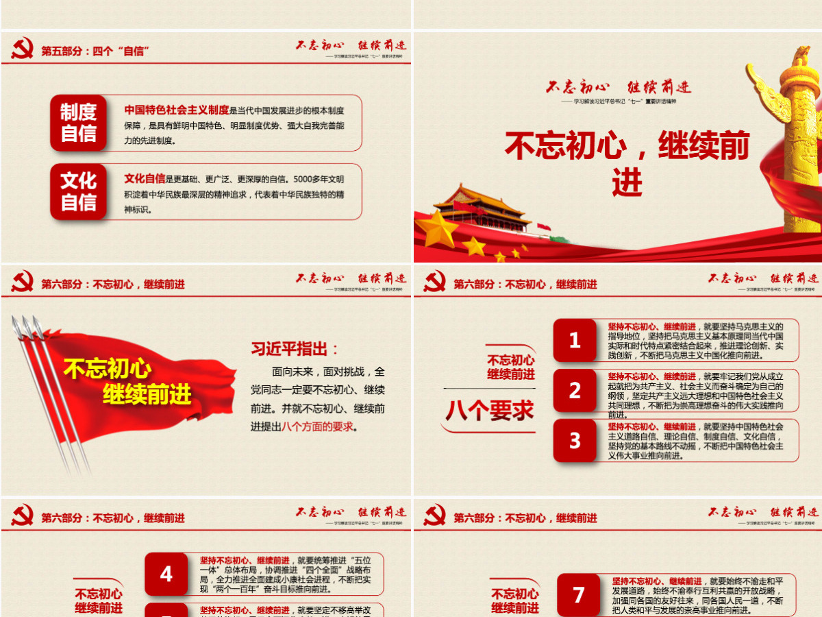 不忘初心继续前进习近平七一讲话学习PPT