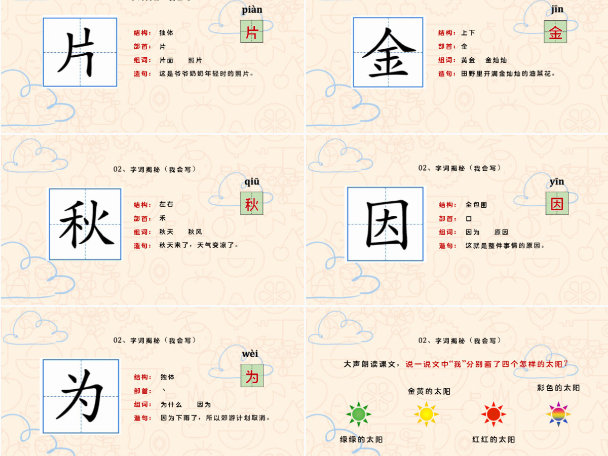 2022四个太阳PPT卡通风课文第4课小学一年级语文下册人教版教学课件 2022四个太阳PPT卡通风课文第4课小学一年级语文下册人教版教学课件