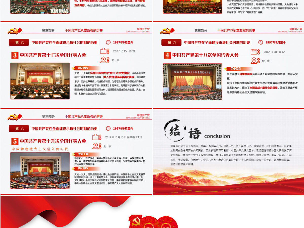 2021从开天辟地到百年风华庆祝建党100周年专题党课PPT模板-含讲稿