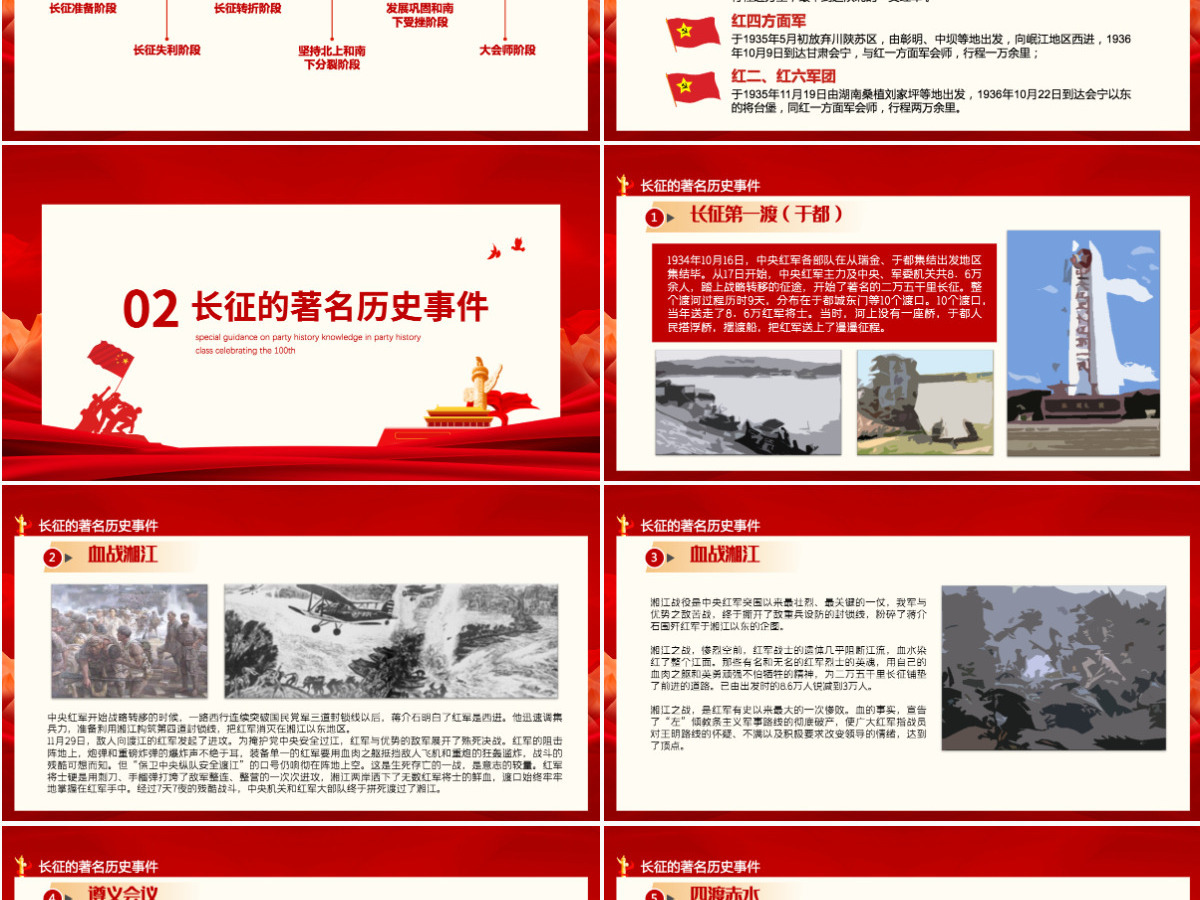 纪念长征胜利85周年PPT红色庄严长征精神永放光芒缅怀革命先烈重温峥嵘岁月建党百年专题党课课件