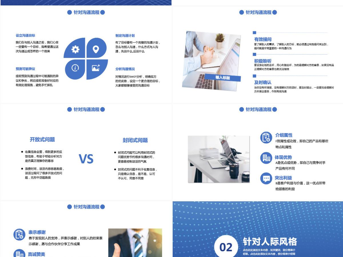 企业员工有针对性的高效沟通术培训蓝色大气商务PPT