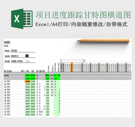 项目进度跟踪甘特图横道图Excel表格