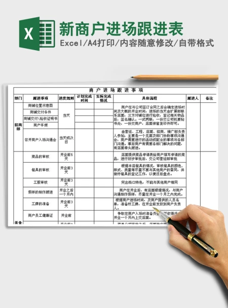 2021年新商户进场跟进表
