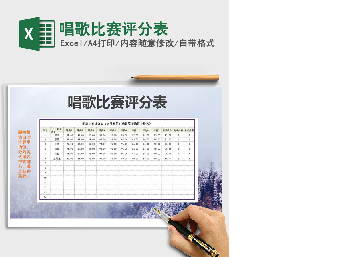 2021年唱歌比赛评分表 2021年唱歌比赛评分表