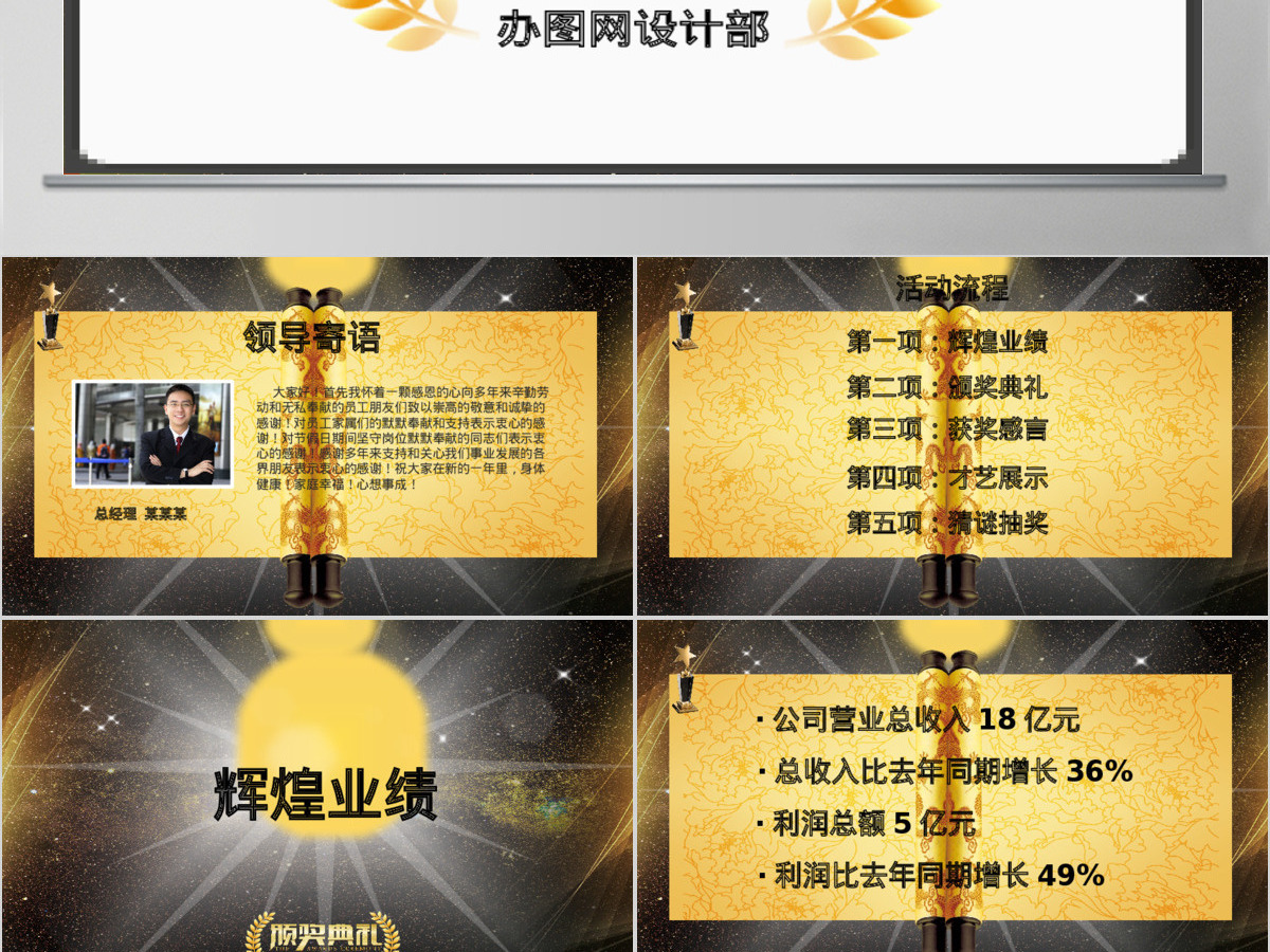 2017金色年会颁奖典礼PPT模板幻灯片 2017金色年会颁奖典礼PPT模板幻灯片