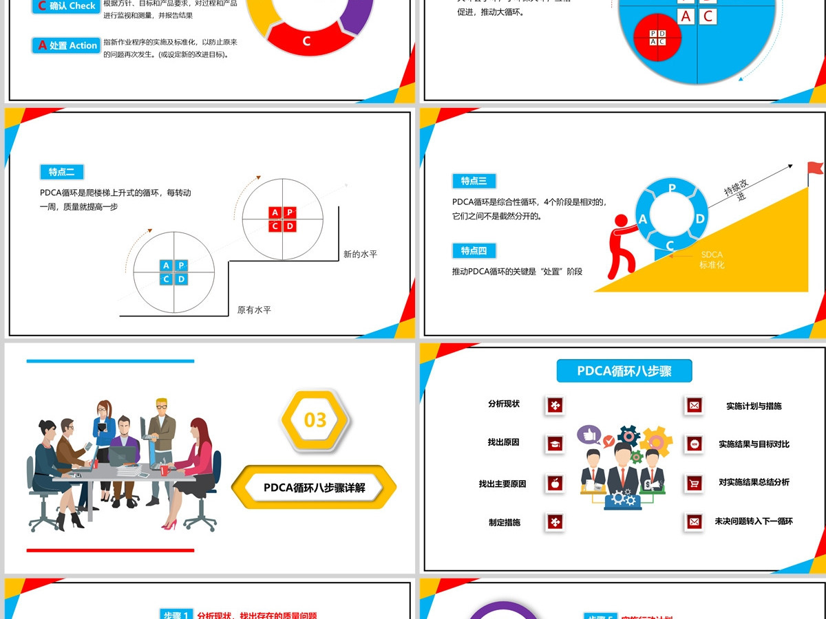 多彩商务微粒体PDCA企业通用PPT模板 多彩商务微粒体PDCA企业通用PPT模板