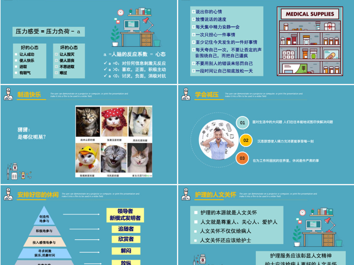 蓝色简约清新护理人文关怀PPT