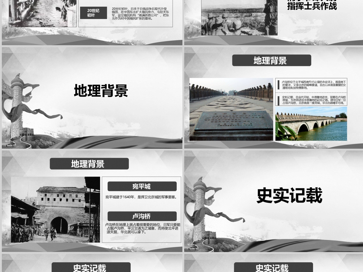 原创卢沟桥事变七七事变抗战胜利PPT模板-版权可商用