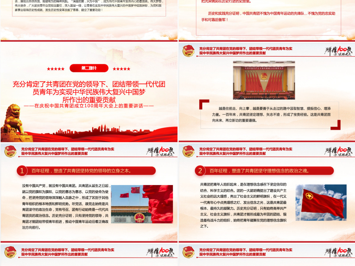 红色精美在庆祝中国共产主义青年团成立100周年大会上的讲话精神解读团课课件 红色精美在庆祝中国共产主义青年团成立100周年大会上的讲话精神解读团课课件