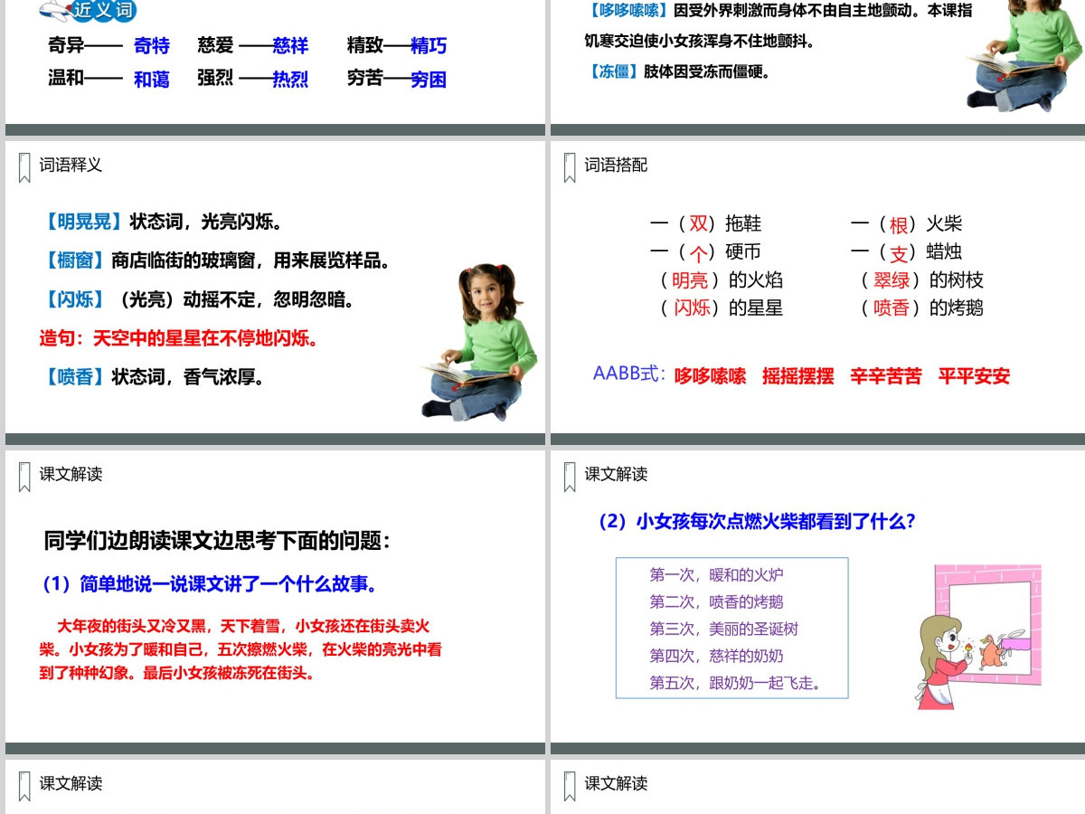 课文解析三年级语文上册卖火柴的小女孩语文课件PPT