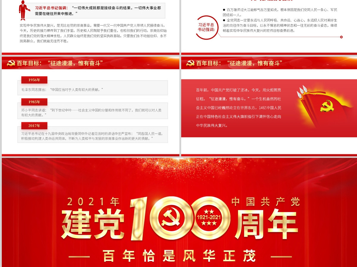 百年恰是风华正茂庆祝建党100周年七一建党PPT-含讲稿 百年恰是风华正茂庆祝建党100周年七一建党PPT-含讲稿