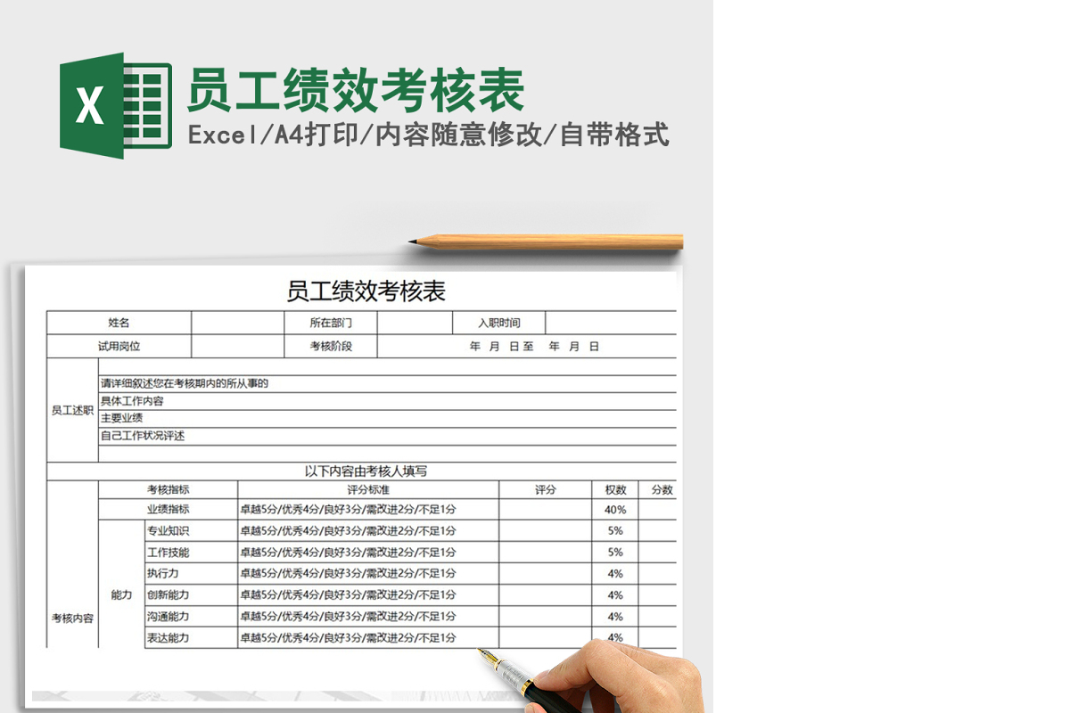 2021年员工绩效考核表免费下载