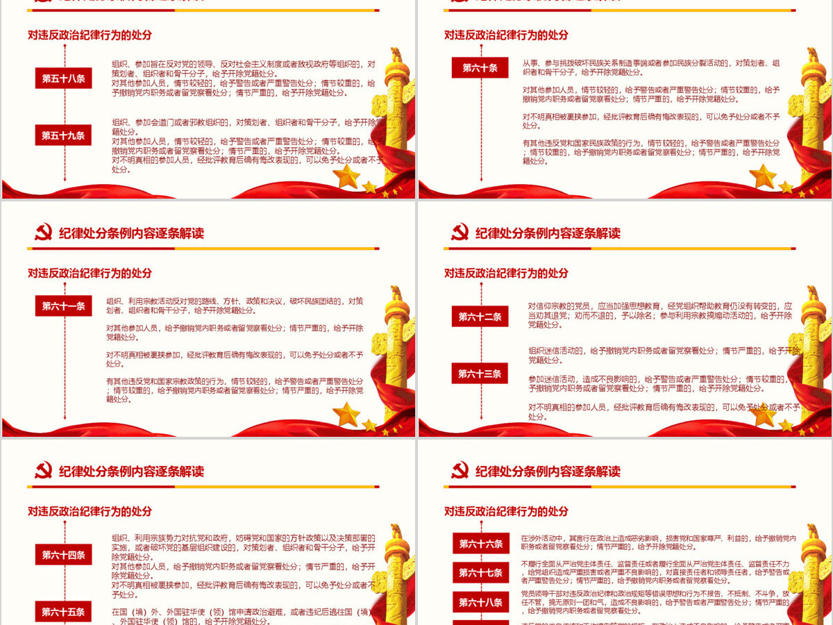 红色中国共产党纪律处分条例党课宣传学习ppt模板 红色中国共产党纪律处分条例党课宣传学习ppt模板