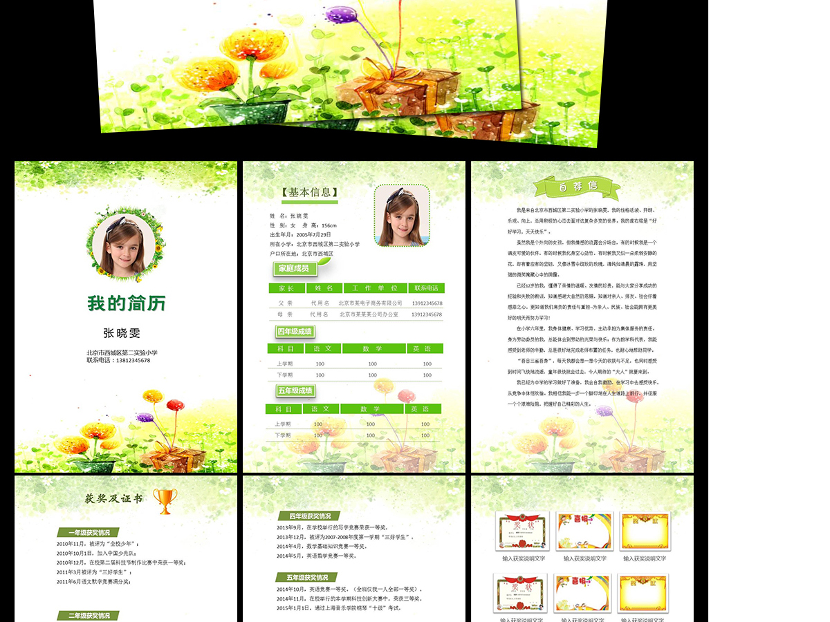 幼升小升初毕业升学择校儿童个人简历PPT 幼升小升初毕业升学择校儿童个人简历PPT