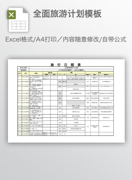 全面旅游计划模板