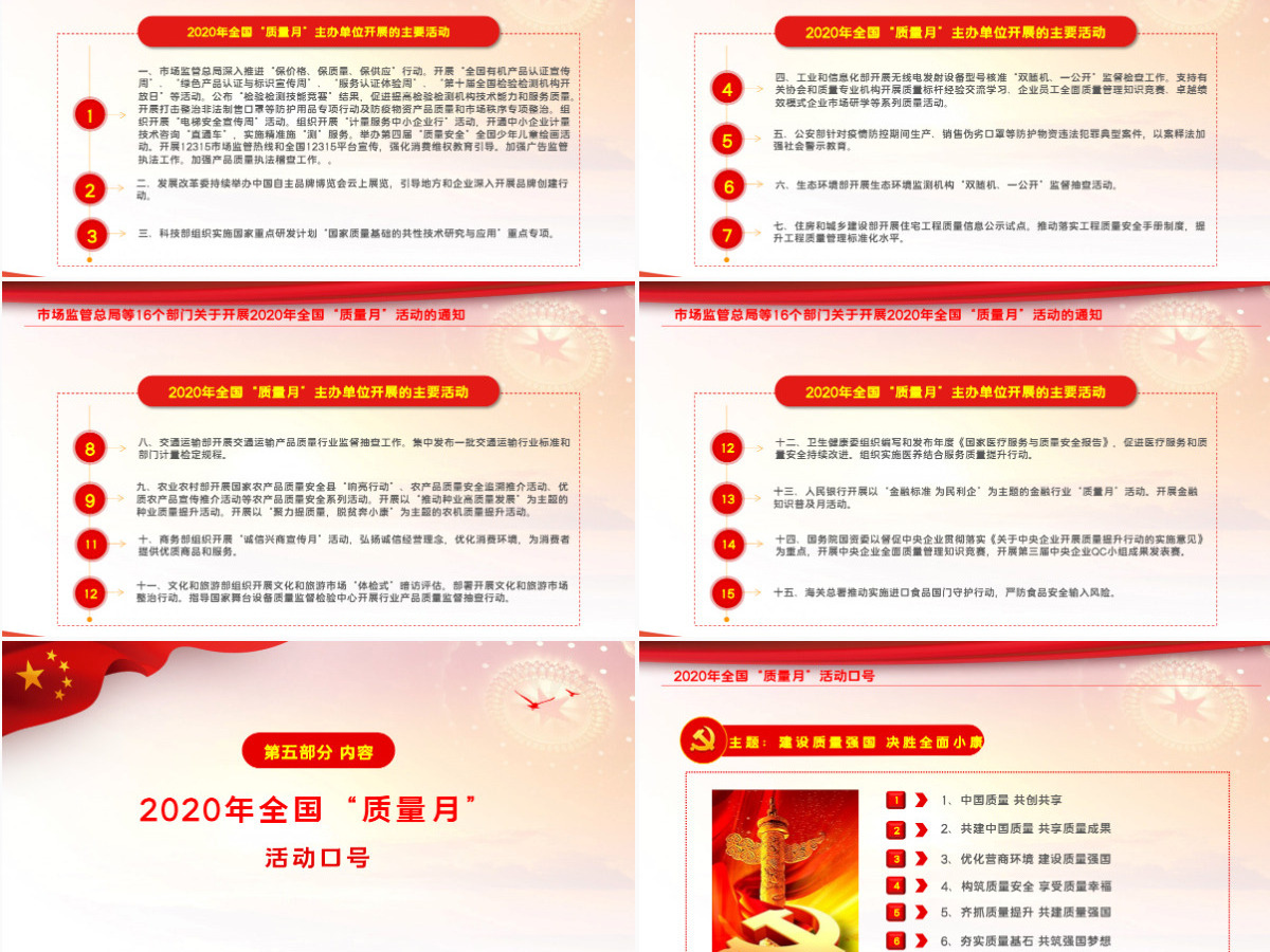 简洁大气学习解读2020年全国“质量月”活动的通知ppt模板-含讲稿