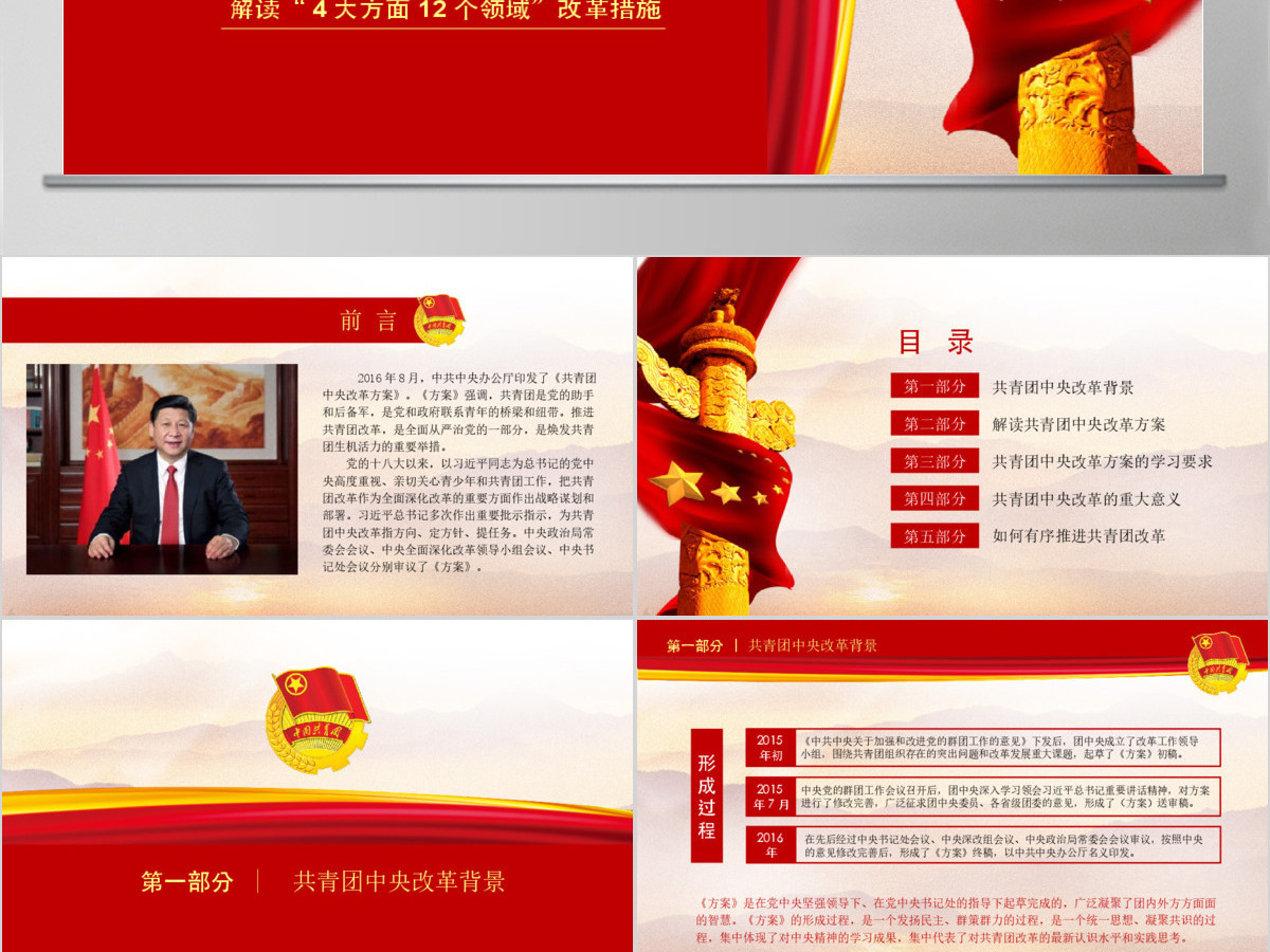 共青团中央改革方案学习落实全面解读PPT动态模板下载