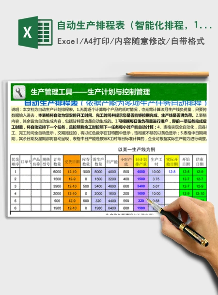 2021年自动生产排程表（智能化排程，1周7天）