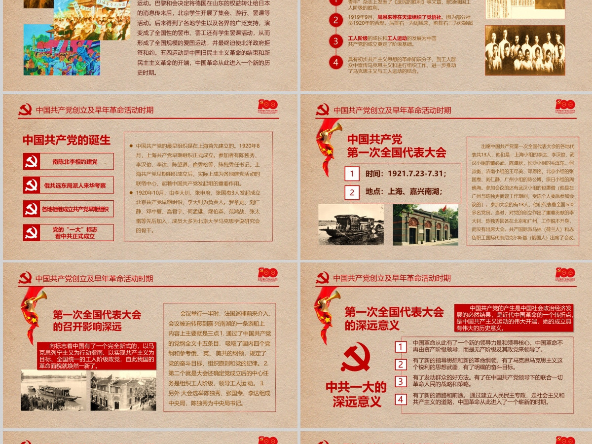2021大气建党节100周年PPT模板--含讲稿