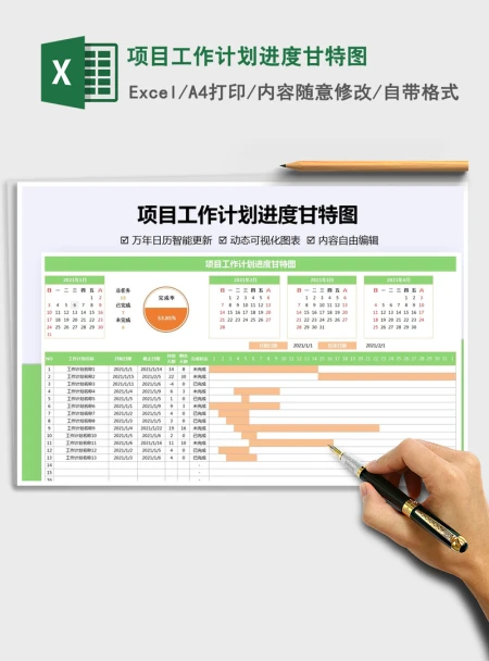 2021年项目工作计划进度甘特图