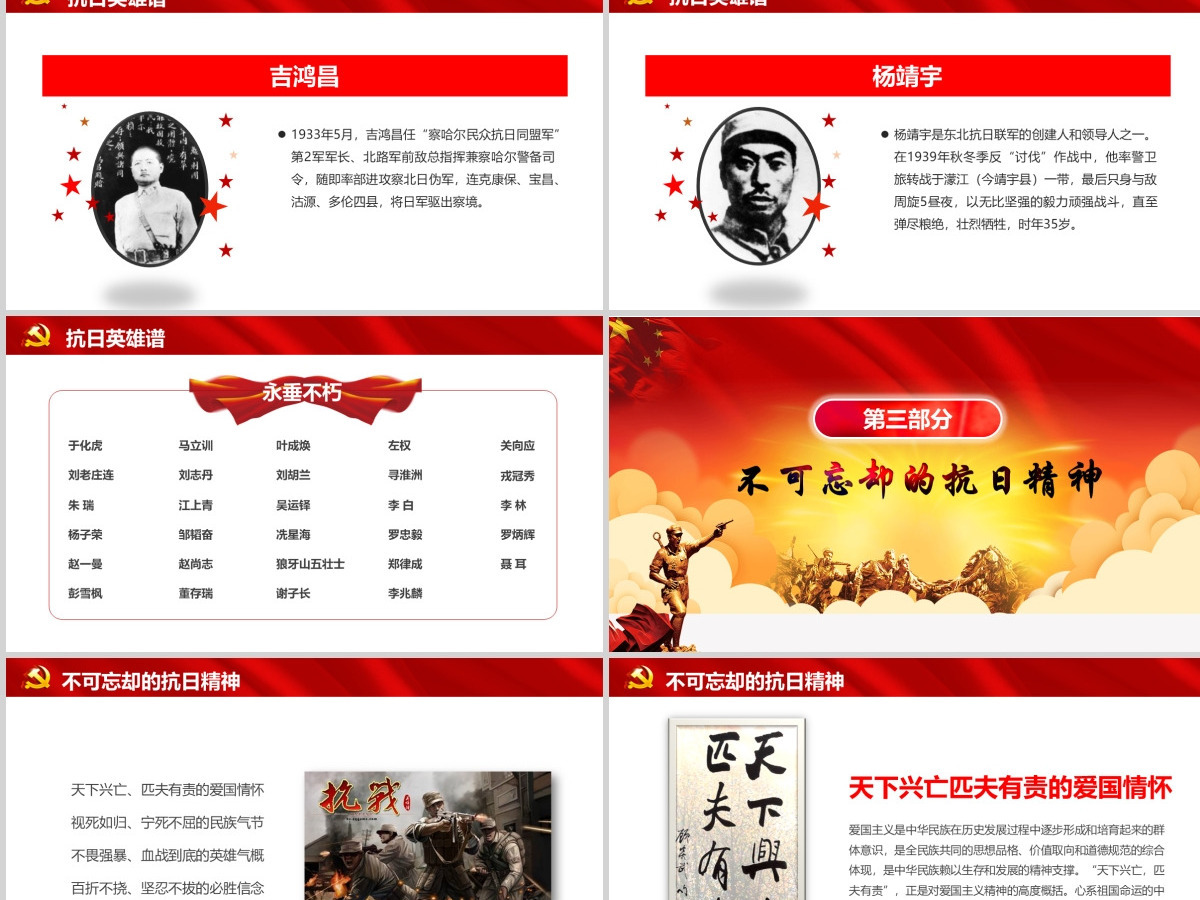 原创纪念抗战胜利76周年历史党史党政PPT模板-含讲稿