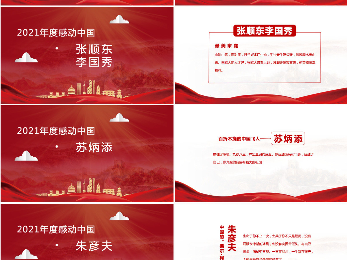 2022年度感动中国十大人物红色大气风感动中国2022年度十大人物介绍专题课件模板PPT 2022年度感动中国十大人物红色大气风感动中国2022年度十大人物介绍专题课件模板PPT