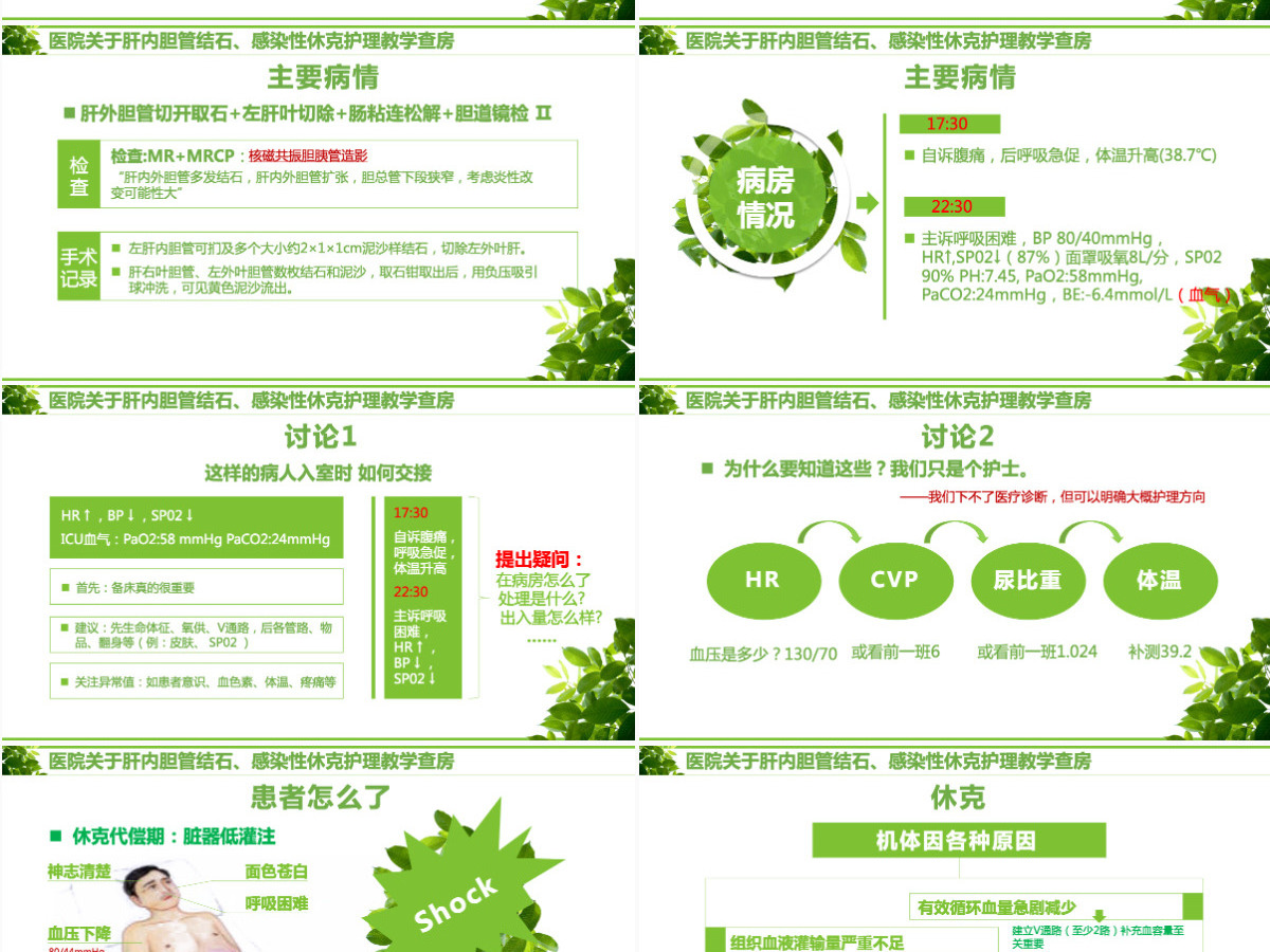 感染性休克肝胆内结石护理教学查房PPT模版