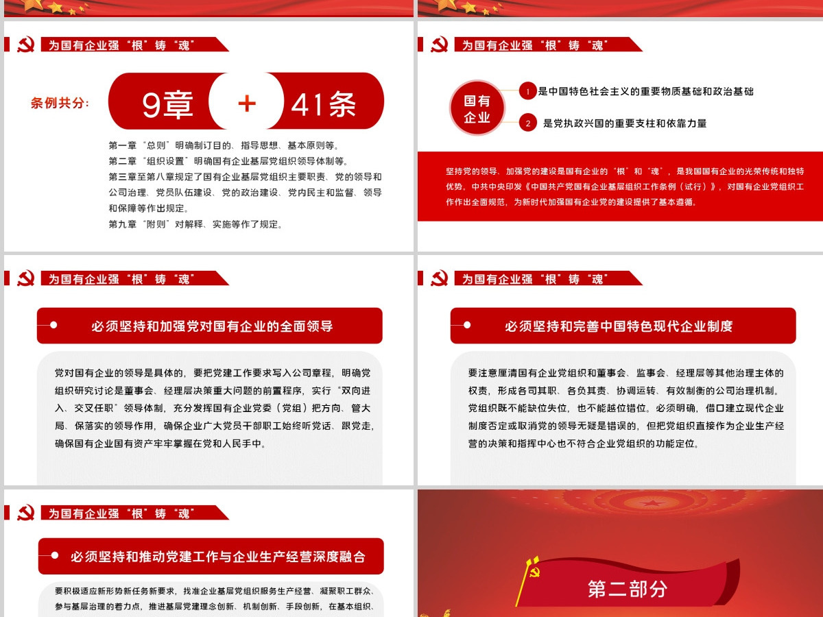 党政党建党课2020年中国共产党国有企业基层组织工作条例PPT模板 党政党建党课2020年中国共产党国有企业基层组织工作条例PPT模板