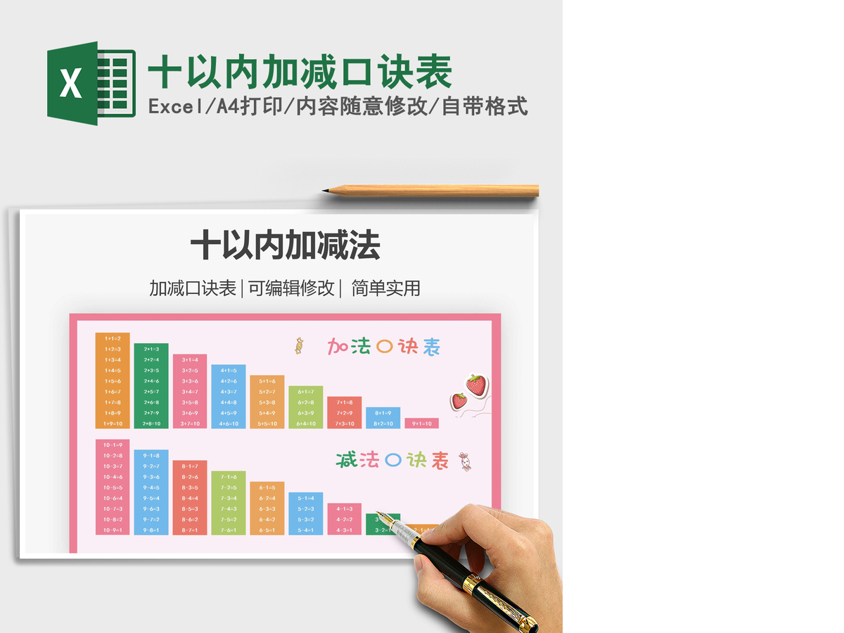 2021年十以内加减口诀表 2021年十以内加减口诀表