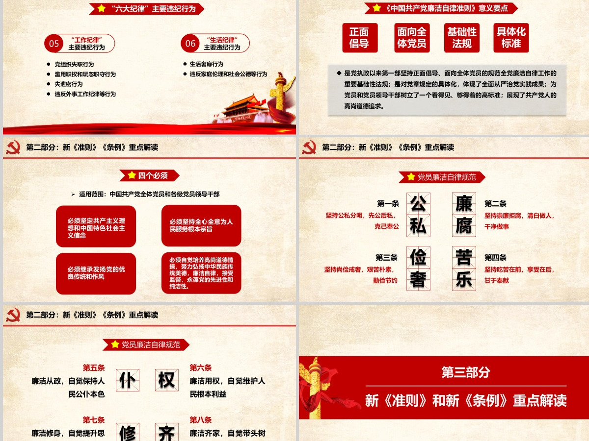 中国共产党新版准则条例学习党课教育ppt--含讲稿