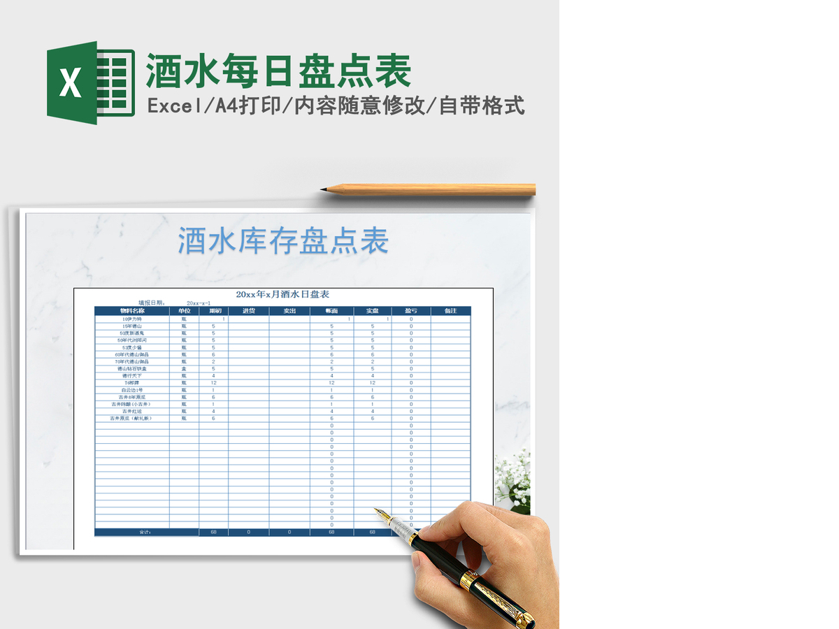 2021年酒水每日盘点表