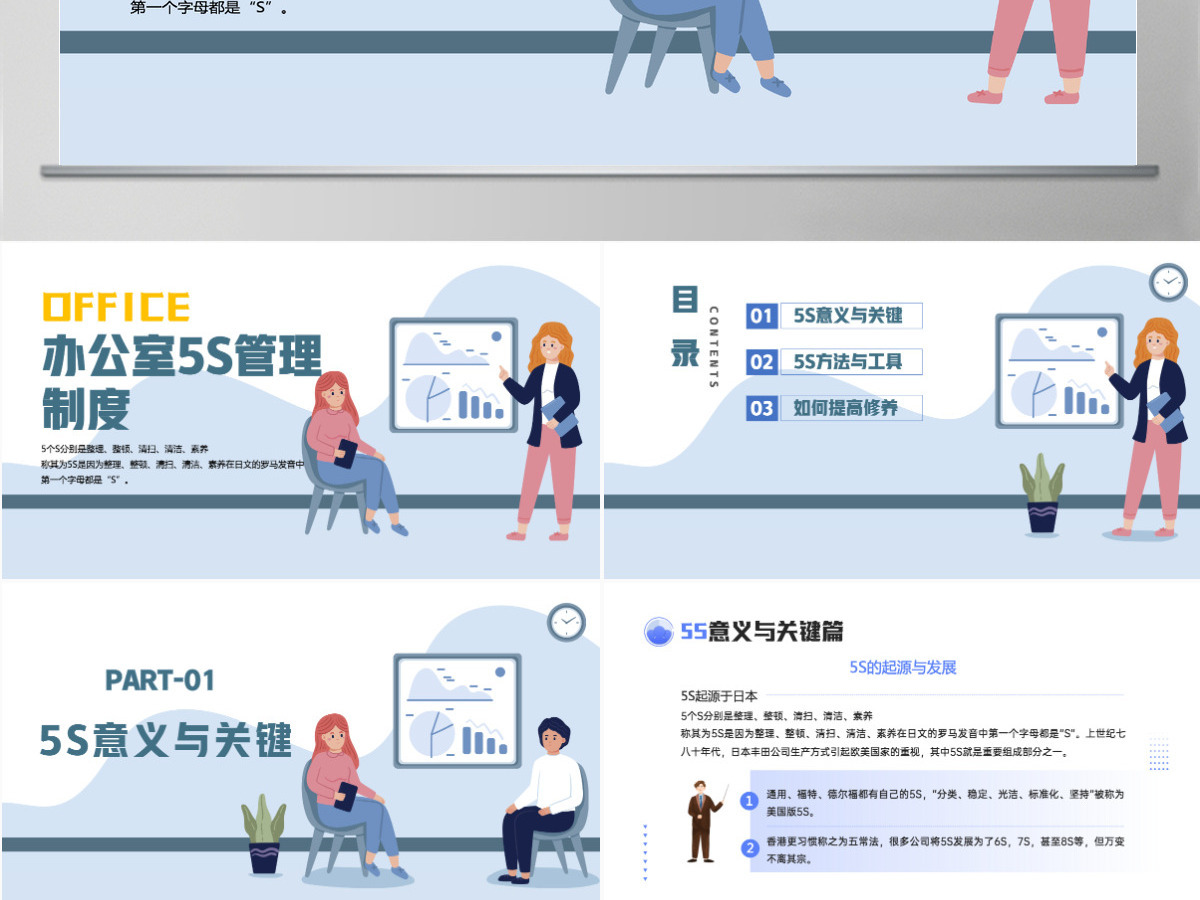 2024办公室5S管理制度简约插画风公司企业5S管理制度知识培训课件模板PPT 2024办公室5S管理制度简约插画风公司企业5S管理制度知识培训课件模板PPT