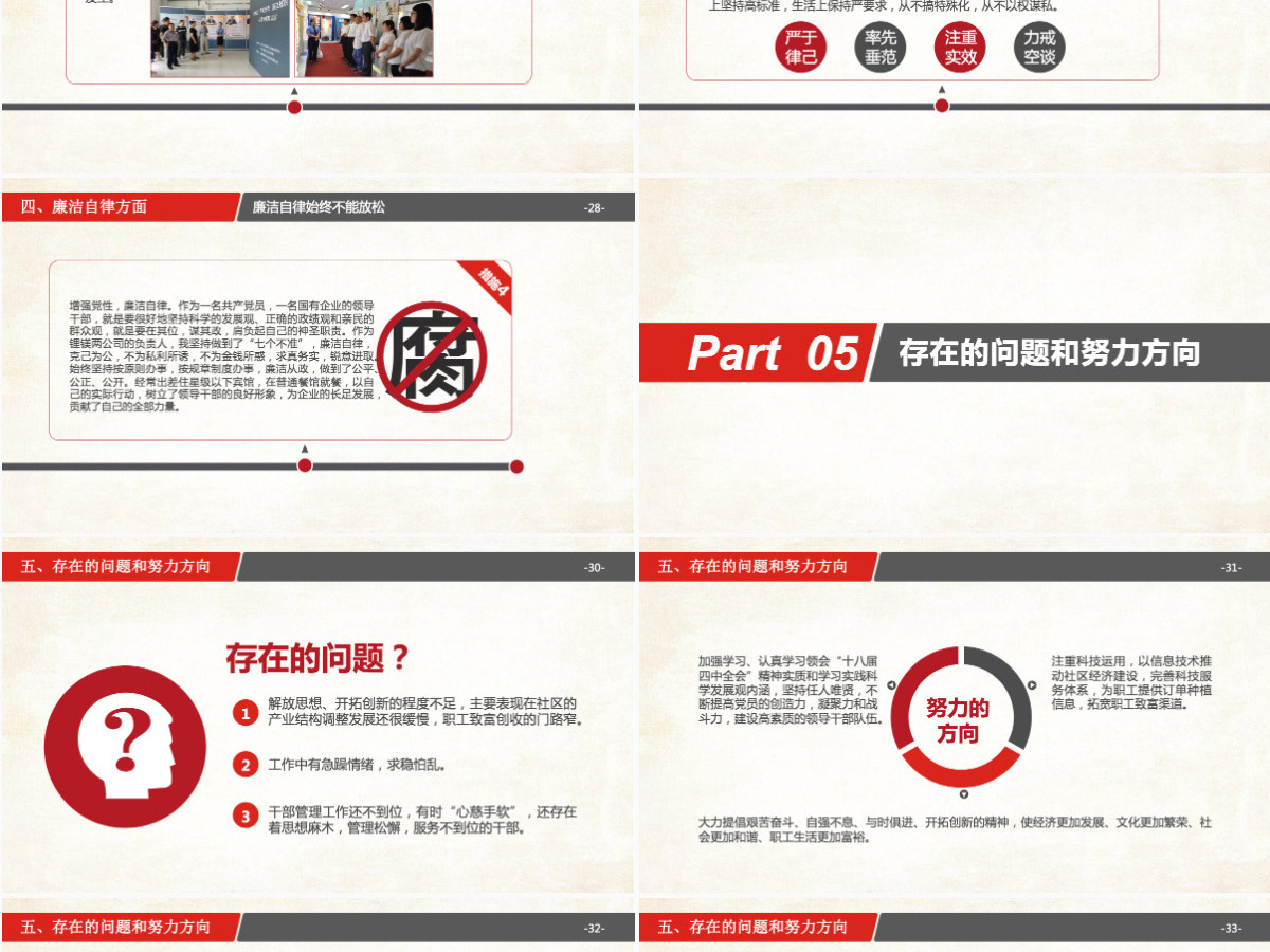 红色简约述职述廉报告PPT模板幻灯片 红色简约述职述廉报告PPT模板幻灯片