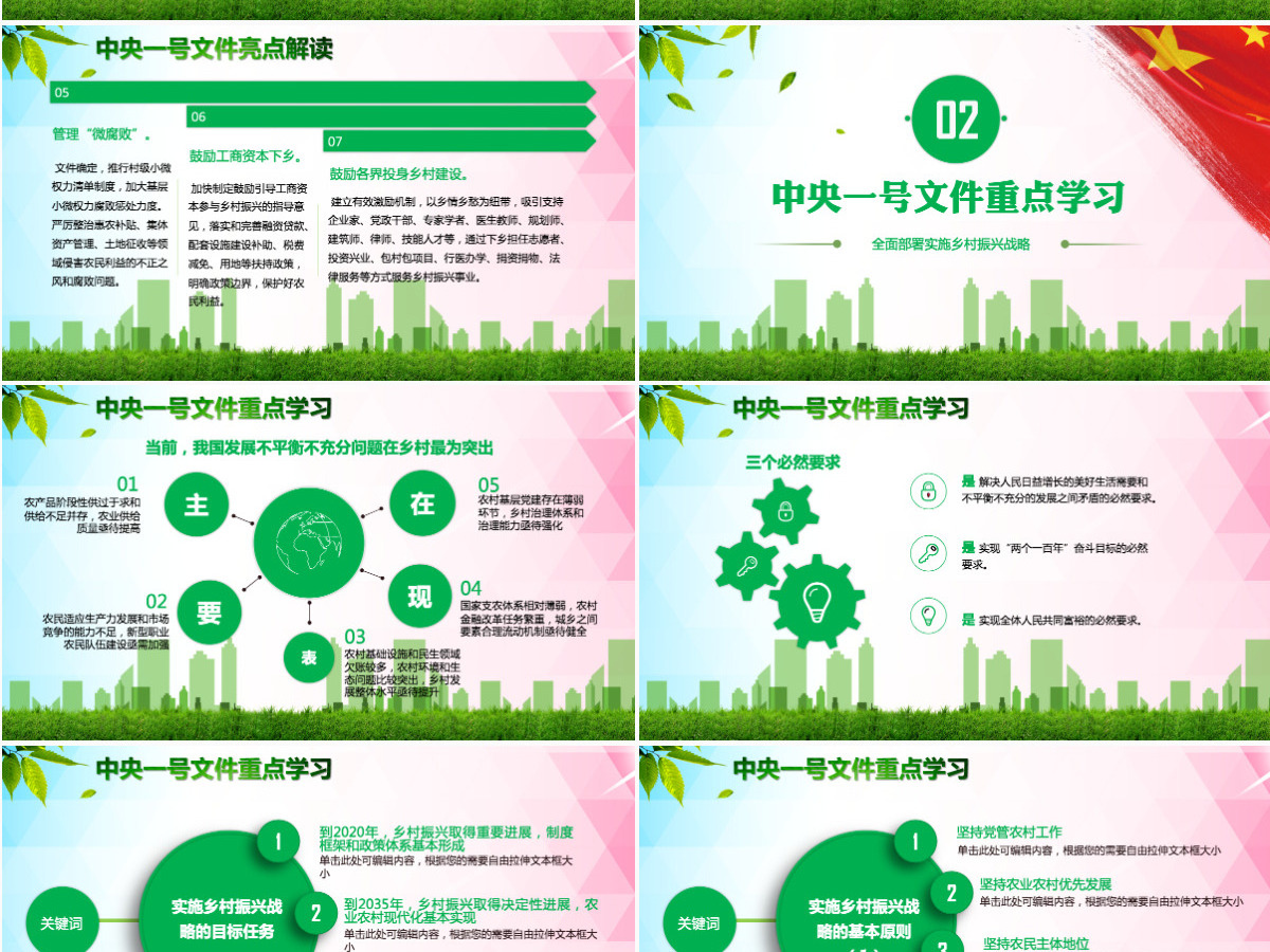 学习中央一号文件乡村振兴战略农村工作党课PPT模板