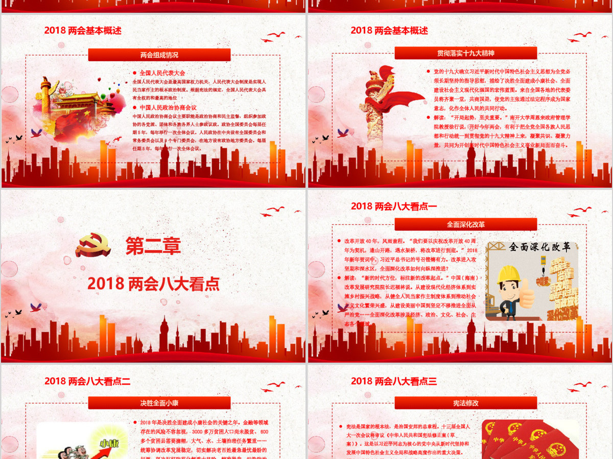 2018年红色大气党政聚焦全国两会PPT 2018年红色大气党政聚焦全国两会PPT