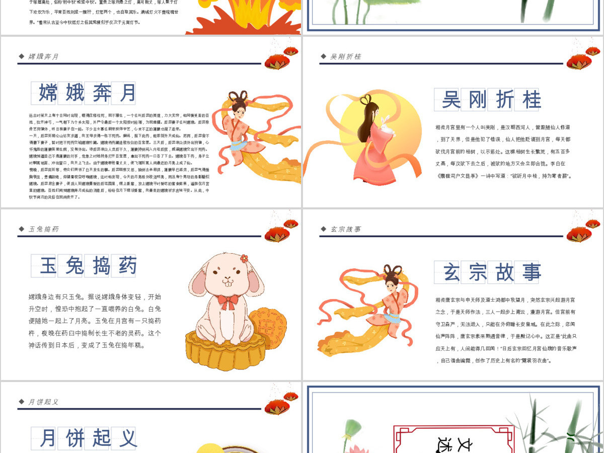 原创中国风团圆节中秋节主题班会中秋节介绍PPT模板-版权可商用