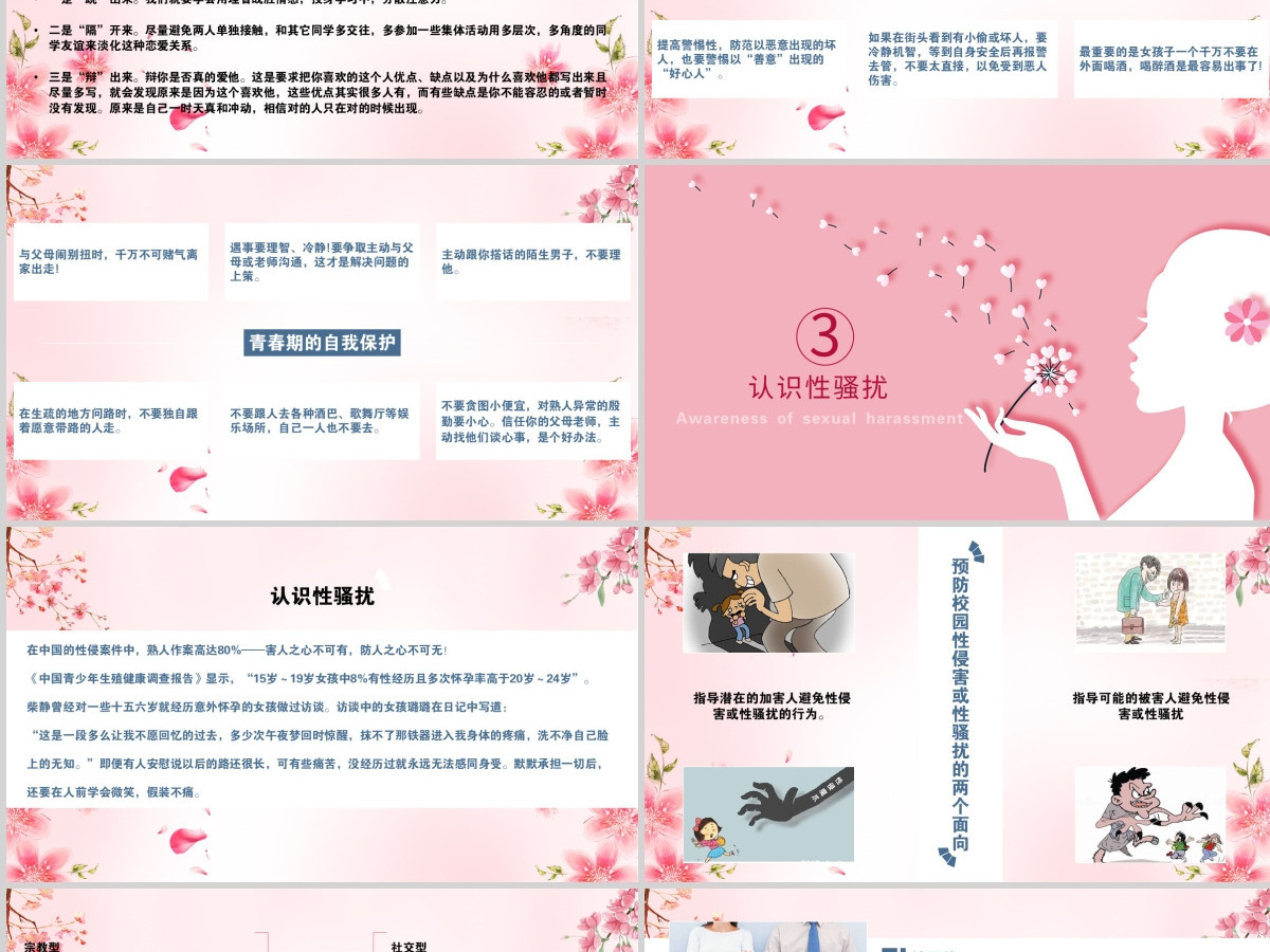 粉色温馨女生青春期心理健康预防性侵害安全主题教育班会 粉色温馨女生青春期心理健康预防性侵害安全主题教育班会