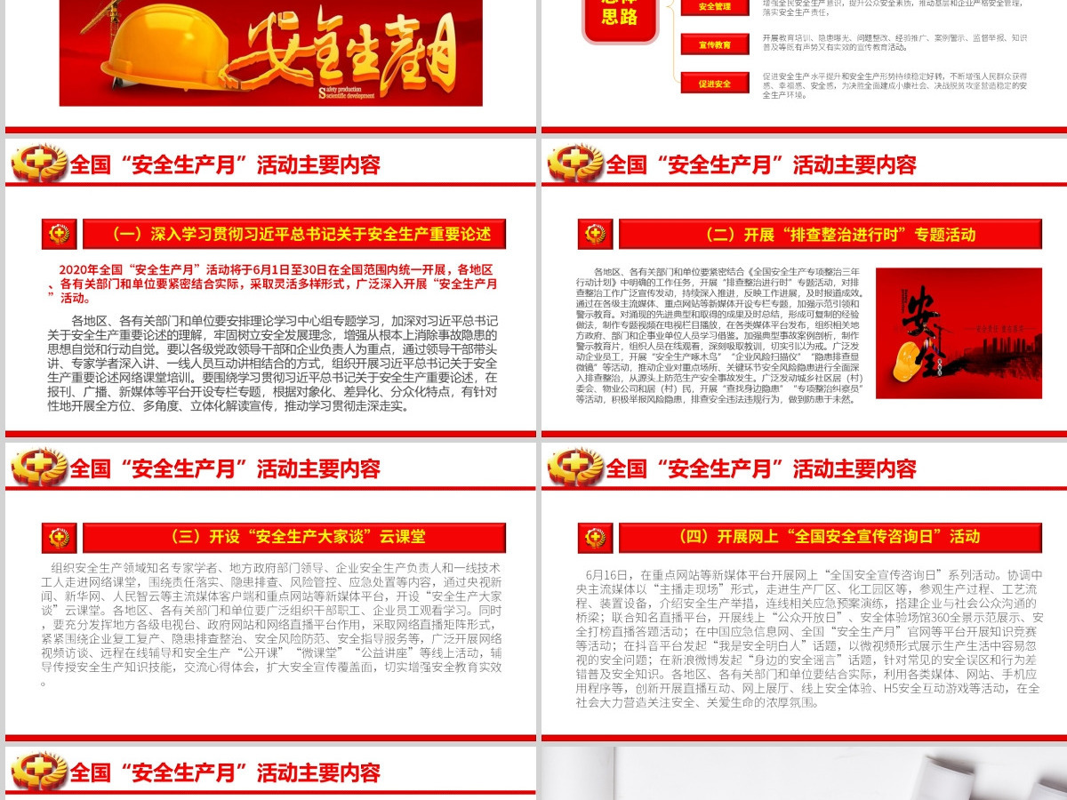 红色2020安全生产月活动宣传PPT 红色2020安全生产月活动宣传PPT