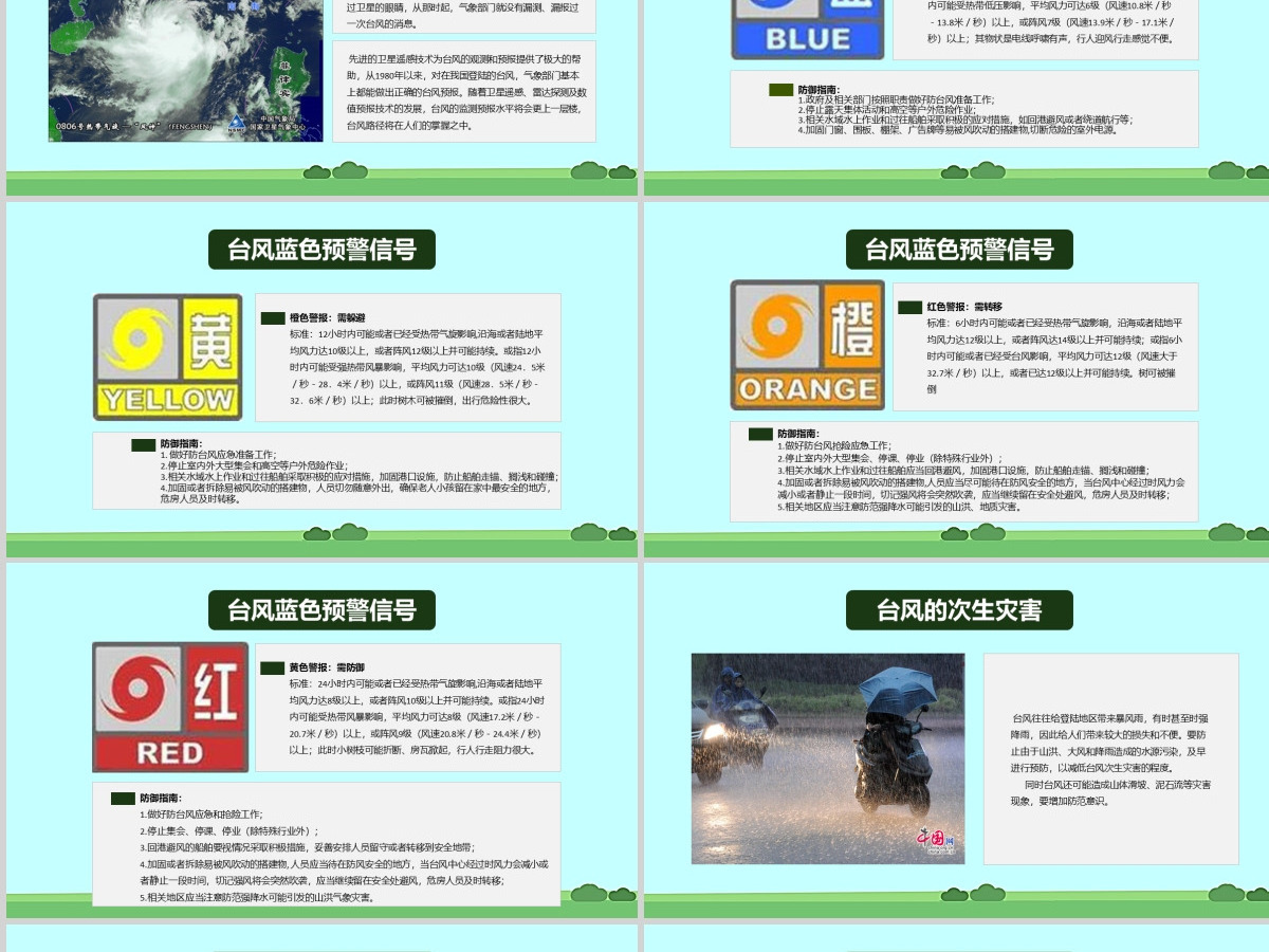 原创防御台风防汛抗洪知识教育讲座PPT模板-版权可商用