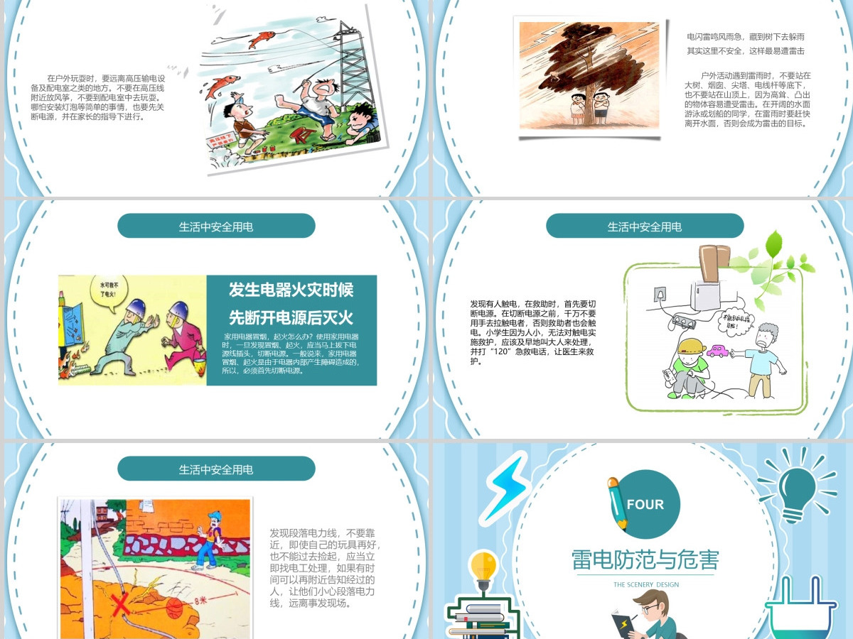 用电安全主题班会小学安全教育ppt模版