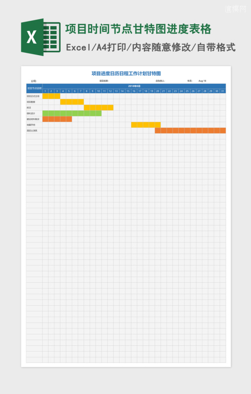 项目时间节点规划计划进度表甘特图excel模板excel表格模板excel模板 项目时间节点规划计划进度表甘特图excel模板excel表格模板 Excel素材 项目时间节点规划计划进度表甘特图excel模板excel表格模板excel图片 渲模网