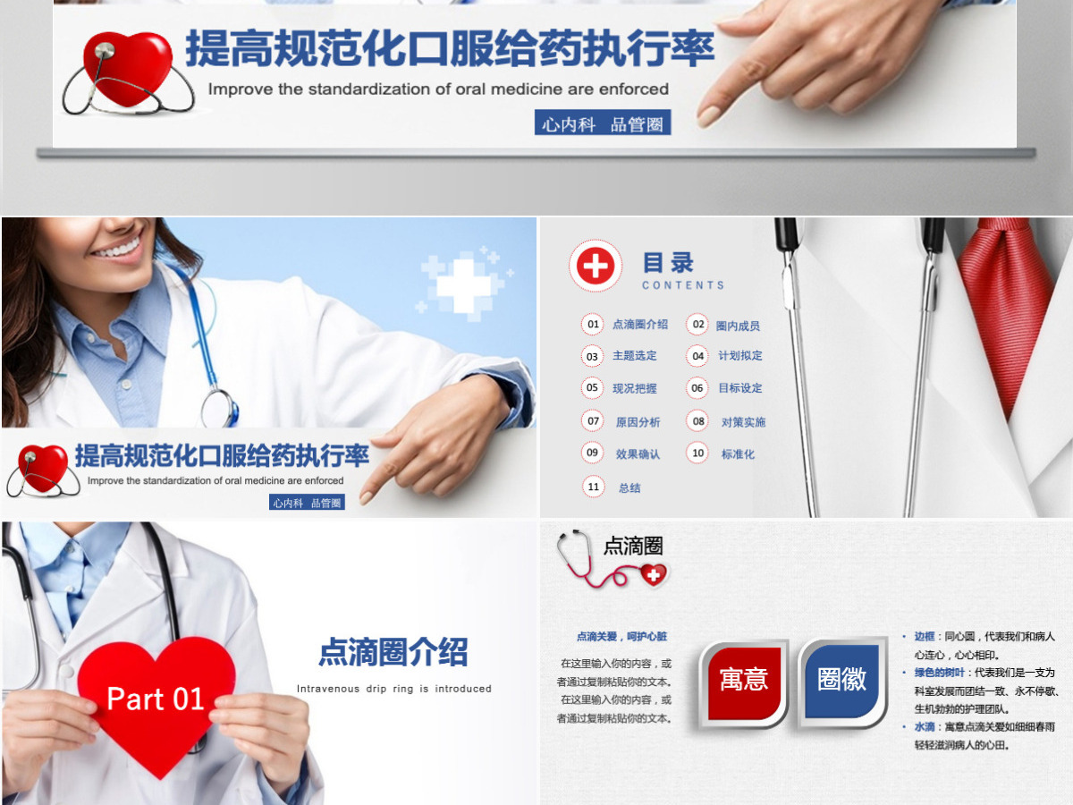 简洁清新蓝色医疗心内科口服药品管圈PPT 简洁清新蓝色医疗心内科口服药品管圈PPT