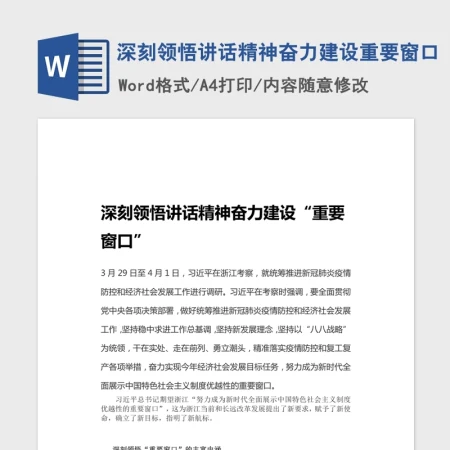 深刻领悟讲话精神奋力建设重要窗口Word文档